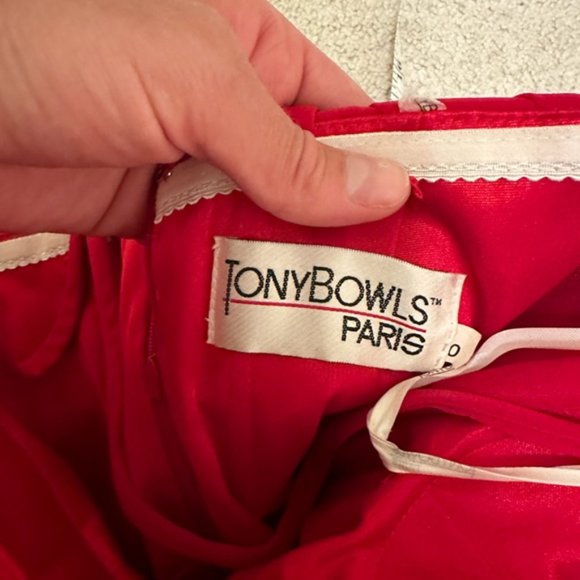 TONY BOWLS PARIS Red Rhinestone Beaded Stretchy Fits XS/S - with straps option - Picture 4 of 6